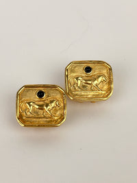 Vintage Lion & Onyx Earrings