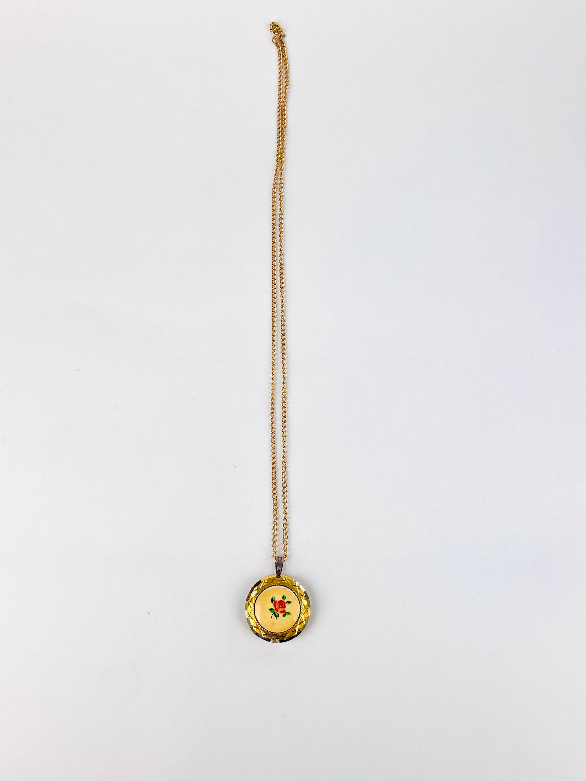 Vintage 1970s Watch Necklace with Rose Design