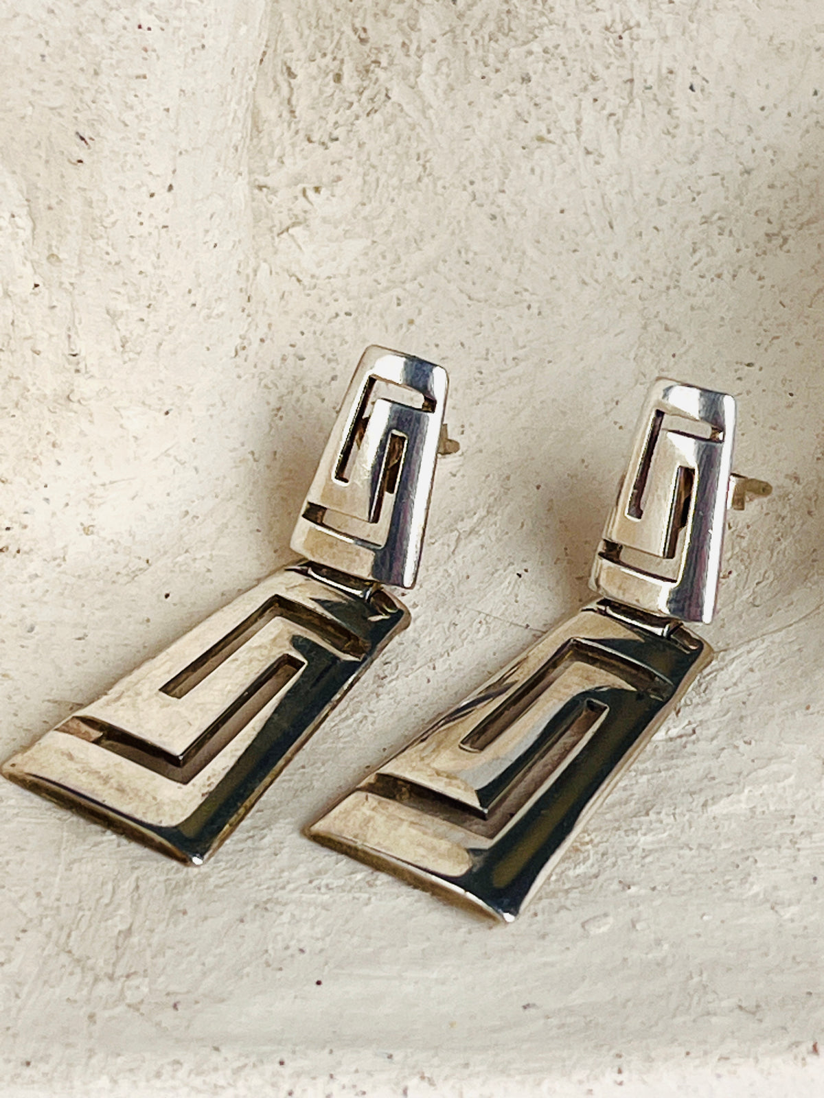 Vintage Sterling Silver Greek Key Earrings