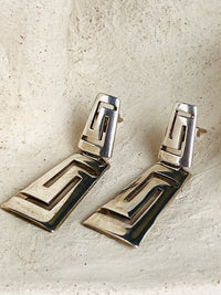 Vintage Sterling Silver Greek Key Earrings