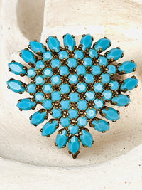 Vintage 1950s Turquoise Glass Brooch & Pendant