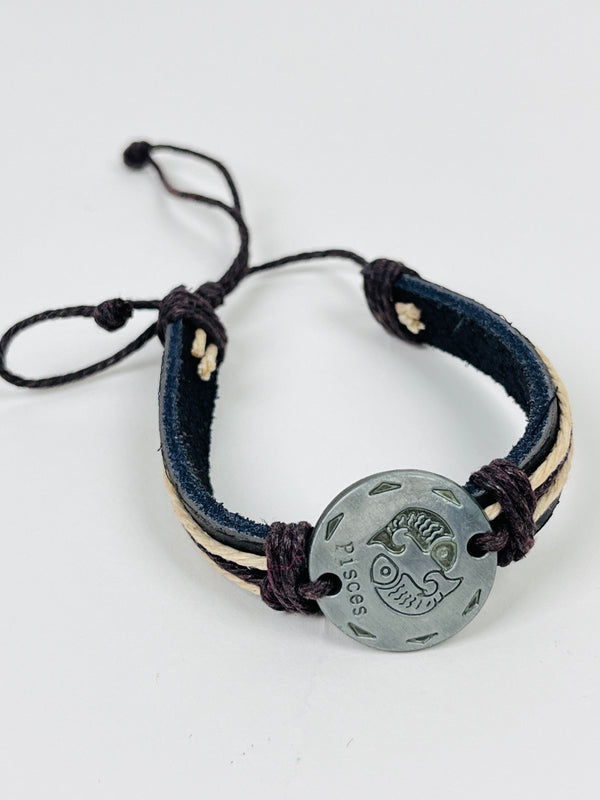 Leather Zodiac Bracelet - Pisces