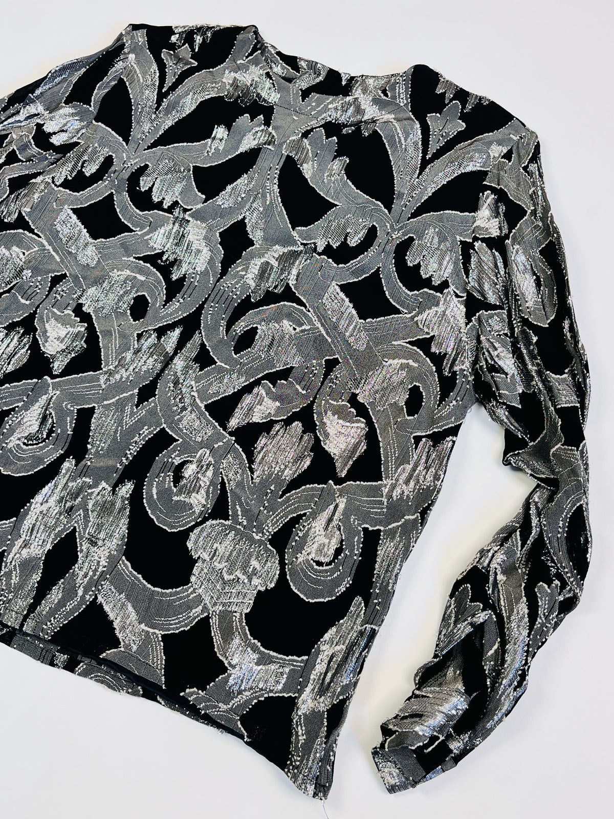 Vintage Black and Silver Metallic Blouse