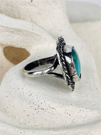 Vintage Mid-Century Navajo Sterling Turquoise Ring by Cecil Henry
