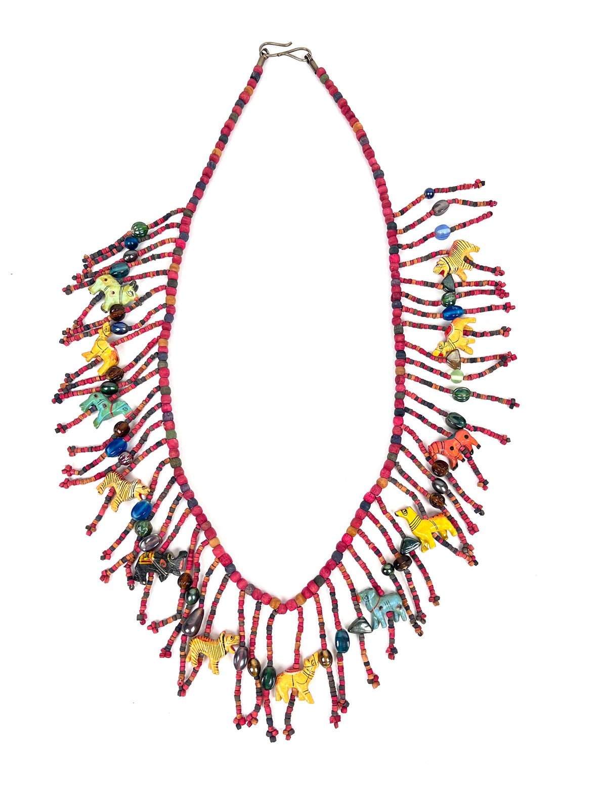 Vintage Carved Wood Animal Necklace