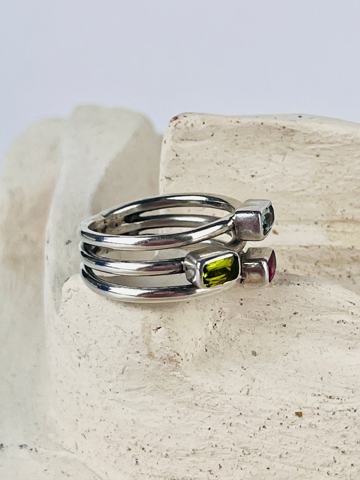 Modernist Sterling Gemstone Ring