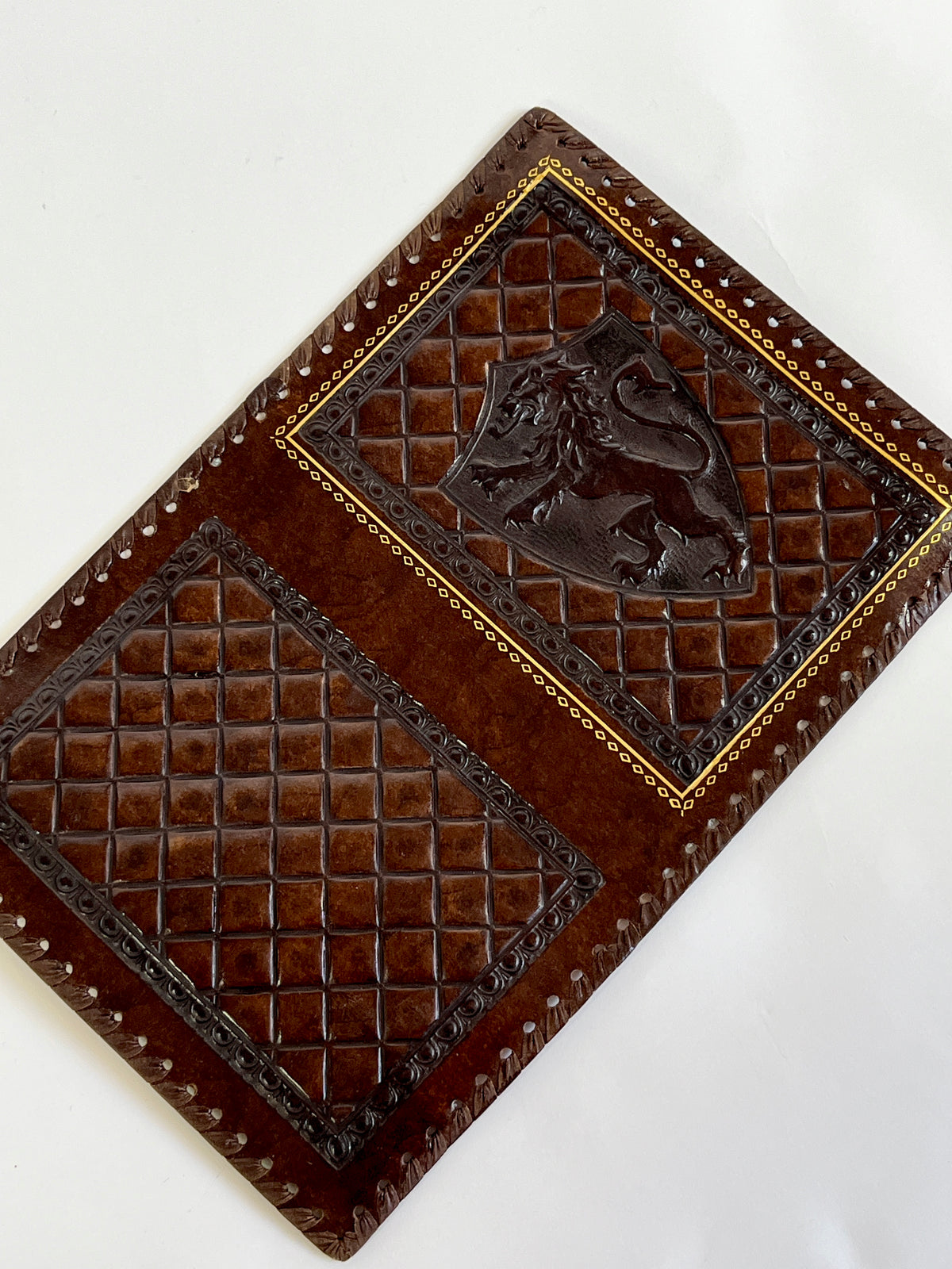 Vintage Italian Embossed Leather Book Cover