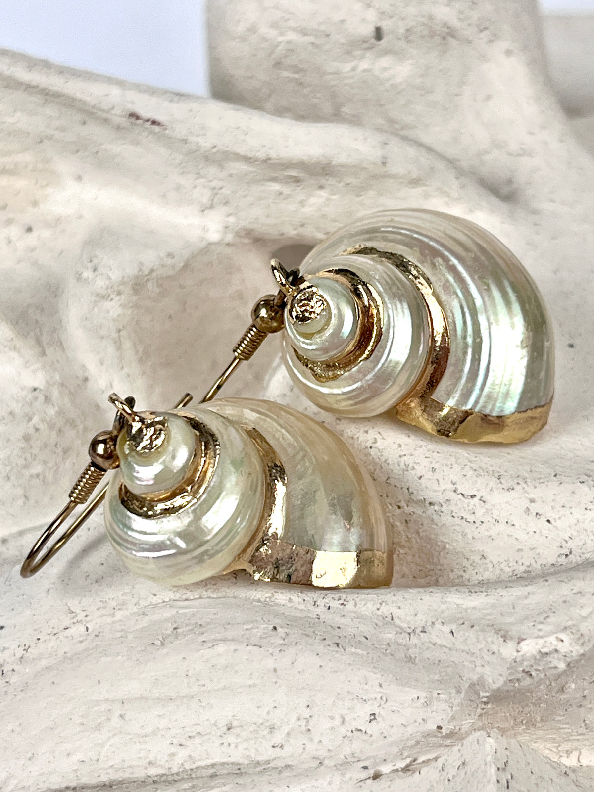 Vintage Gold-Plated Shell Earrings
