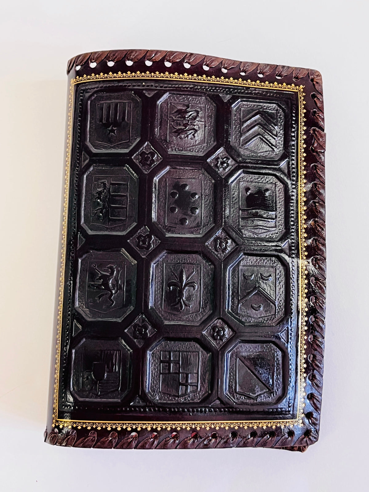 Vintage Italian Embossed Leather Book Cover