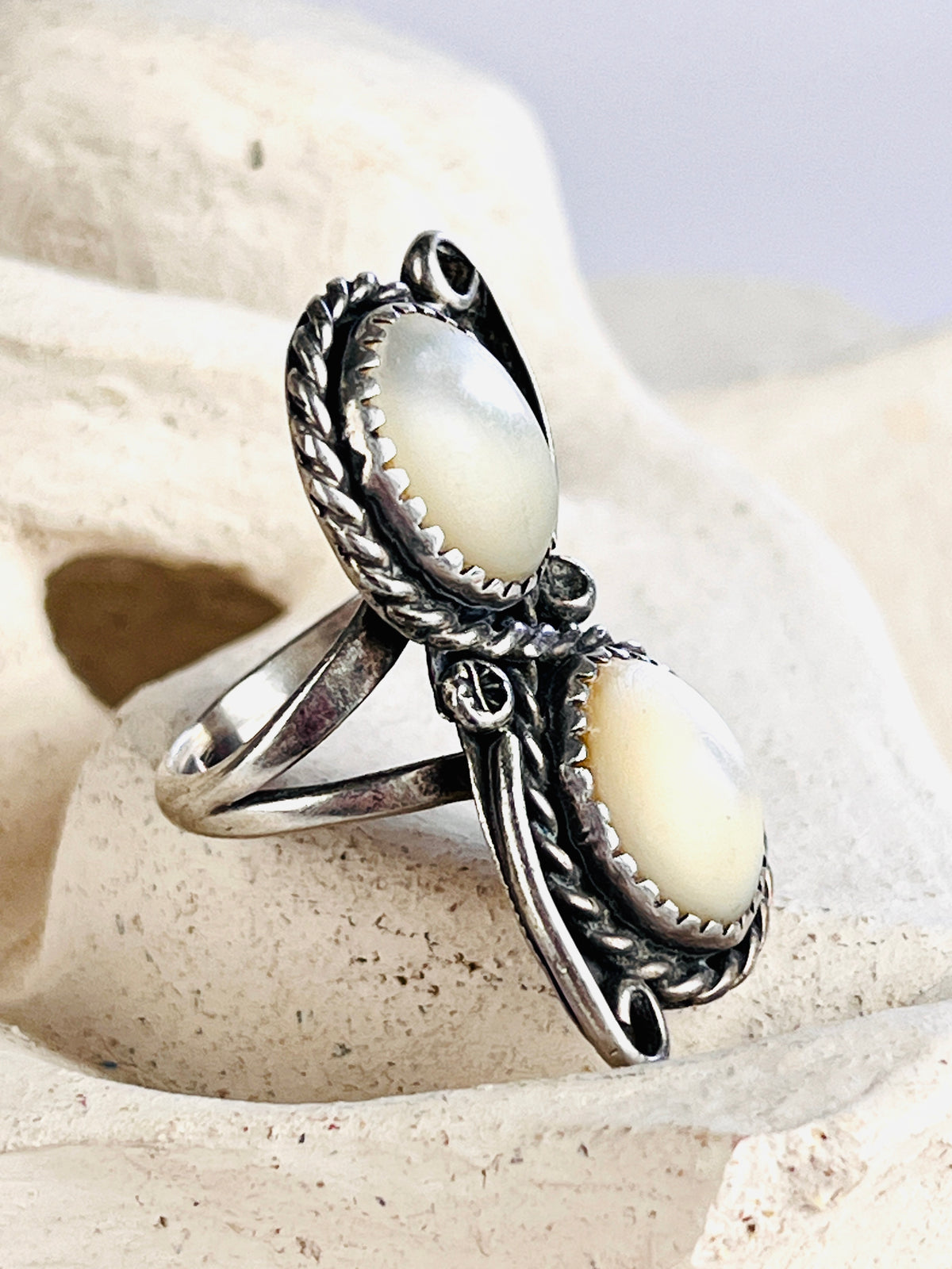 Vintage Navajo Sterling & Mother of Pearl Ring