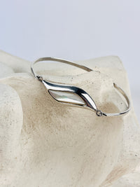 Vintage Modernist Sterling Mother of Pearl Bracelet