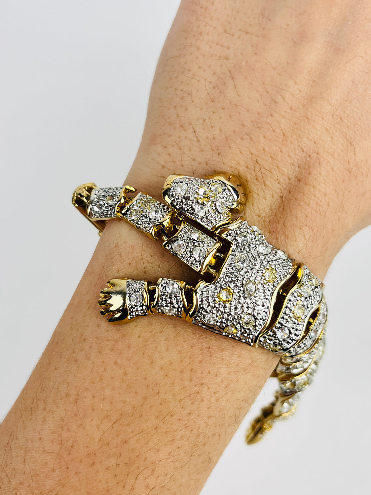Vintage Rhinestone Leopard Bracelet