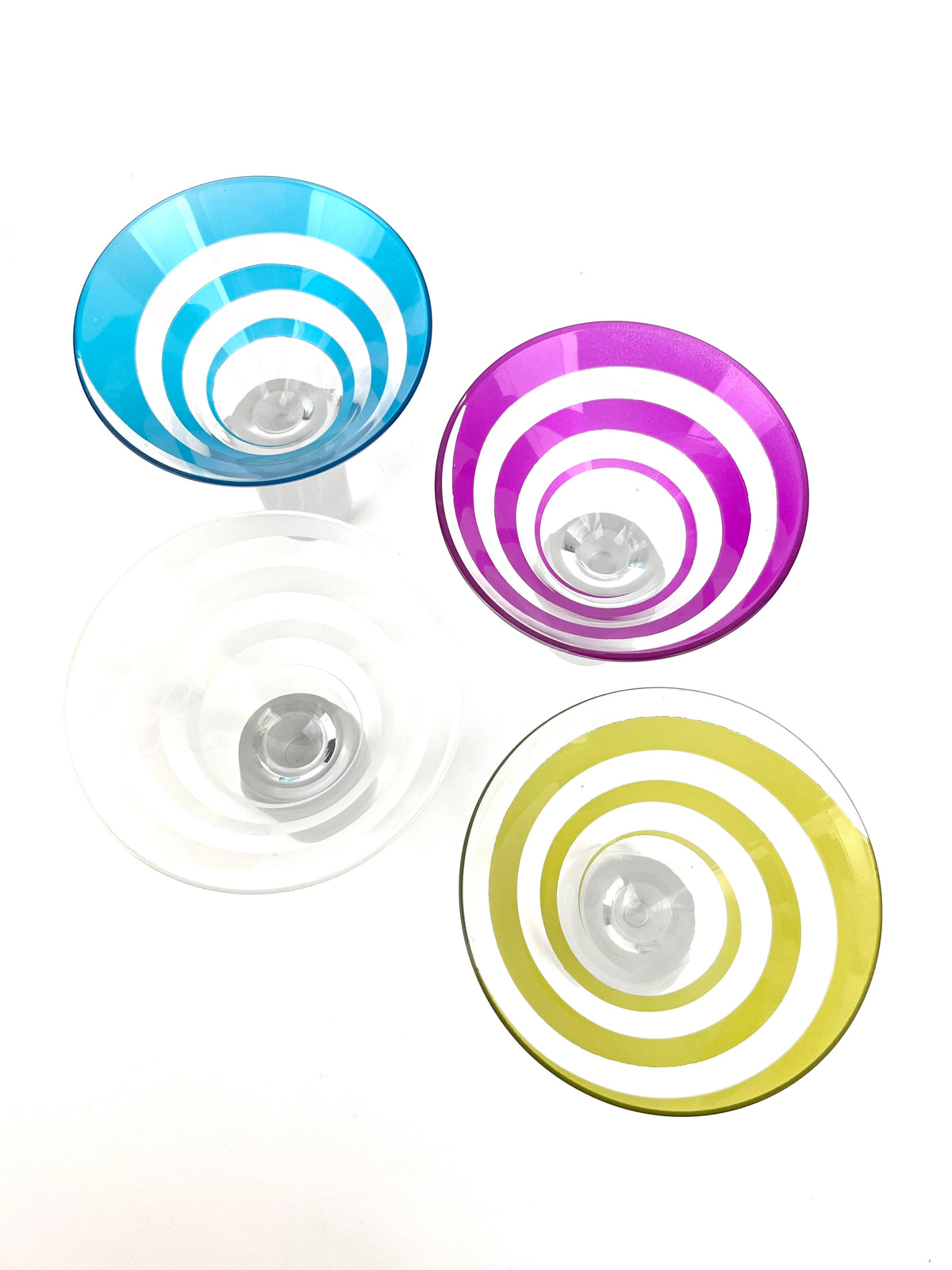 Postmodern Column Base Spiraled Martini Glasses