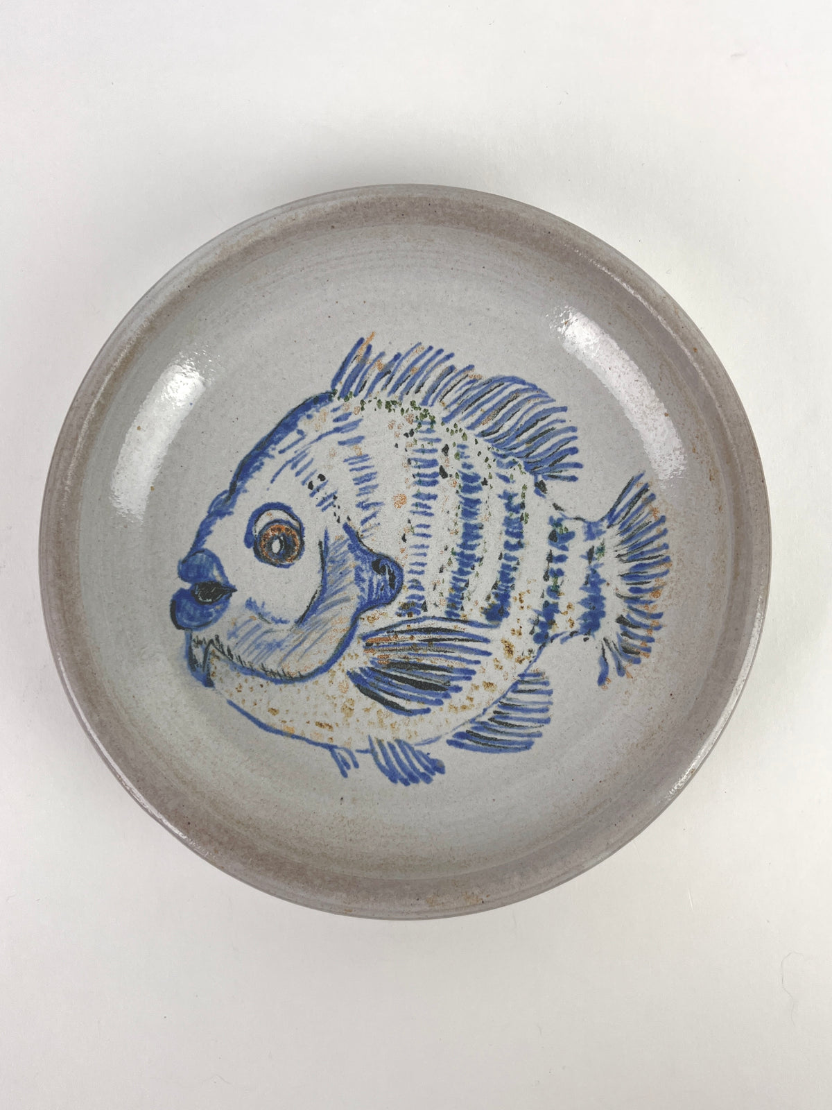 Hand-Painted Stoneware Fish Dish