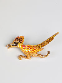 Vintage Rhinestone Roadrunner Brooch