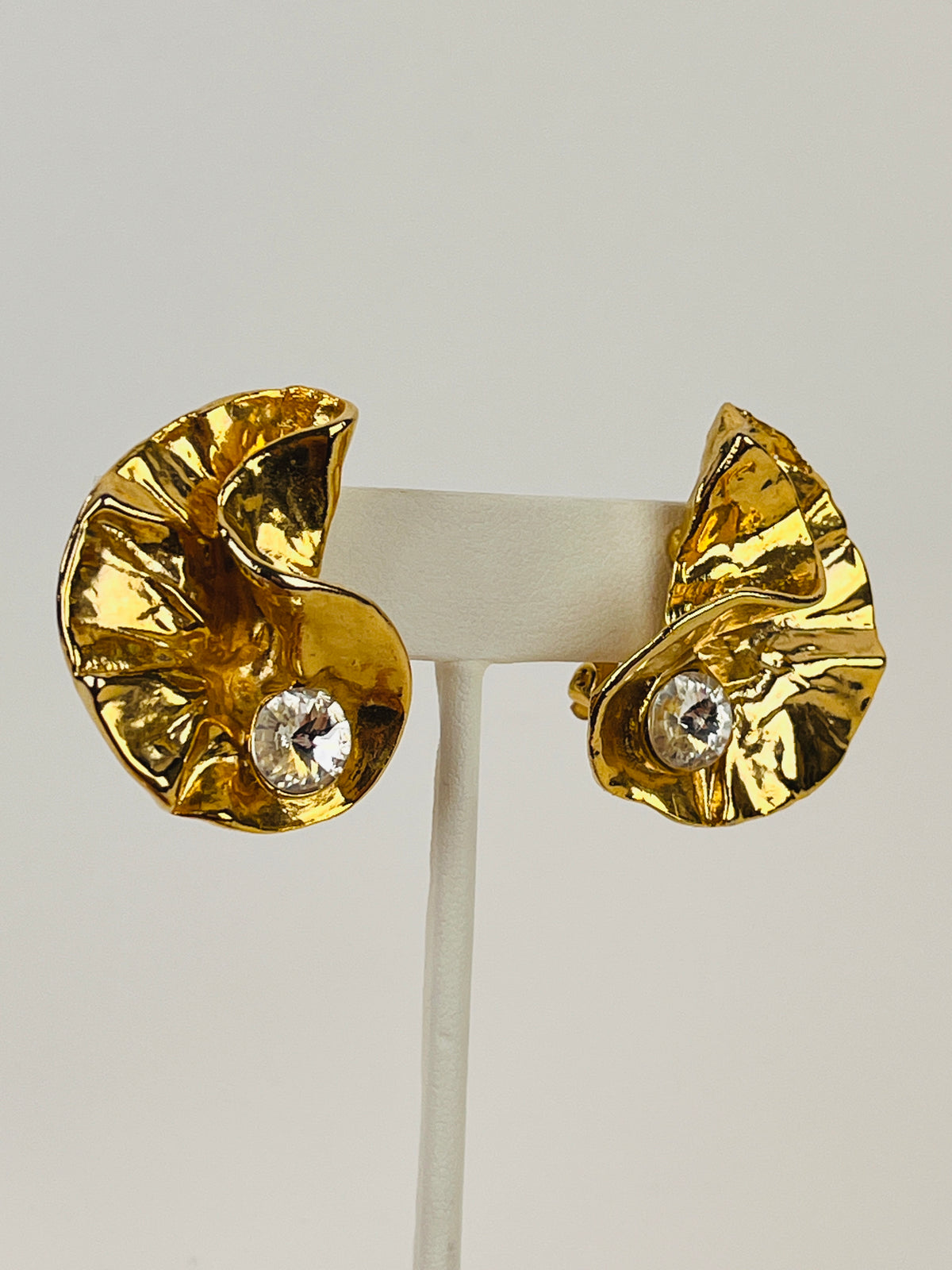 Vintage Sculptural Rhinestone Earrings