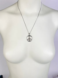 Vintage Sterling Silver Peace Sign Necklace