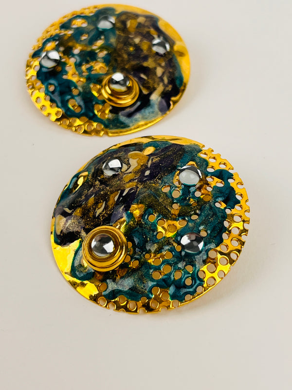 Vintage Enameled Metal Earrings