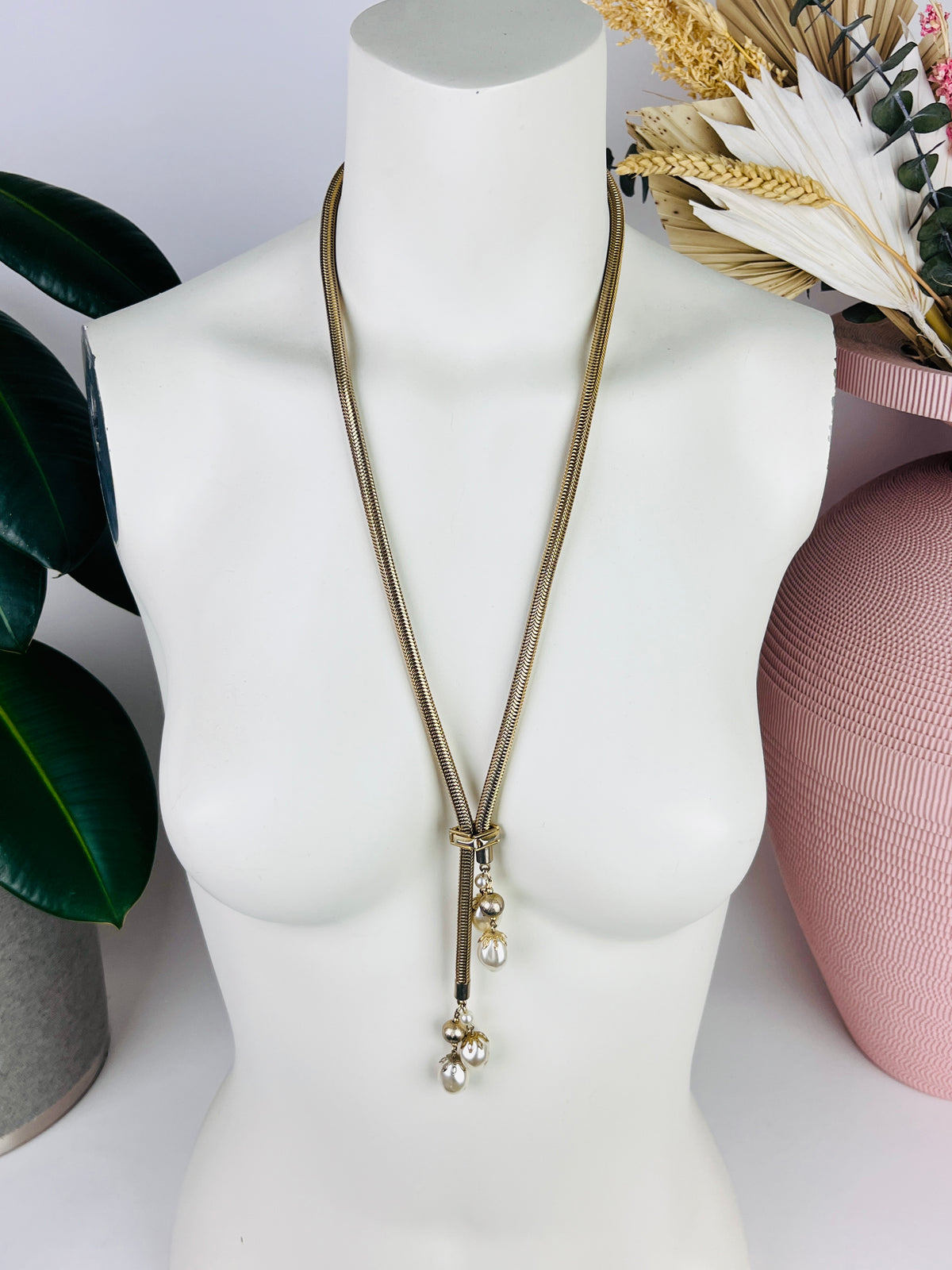 Vintage Adjustable Faux Pearl Necklace