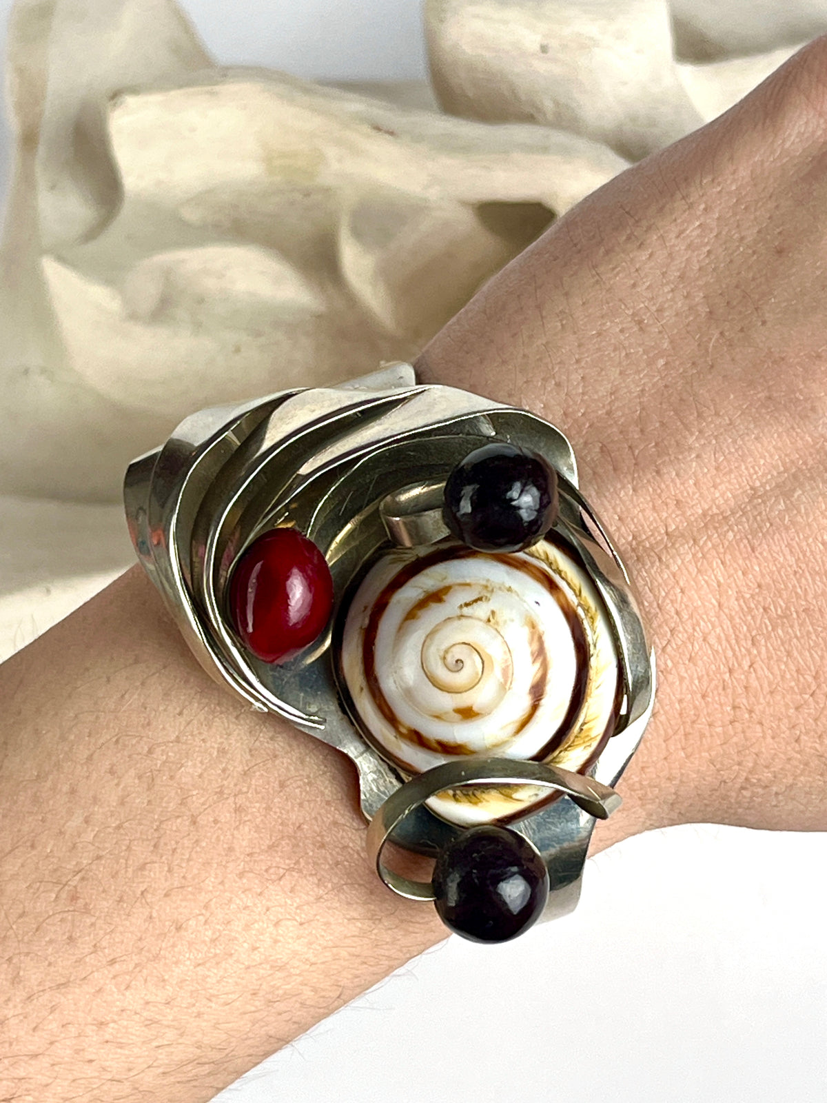 Vintage Handmade Modernist Shell Cuff