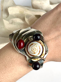 Vintage Handmade Modernist Shell Cuff