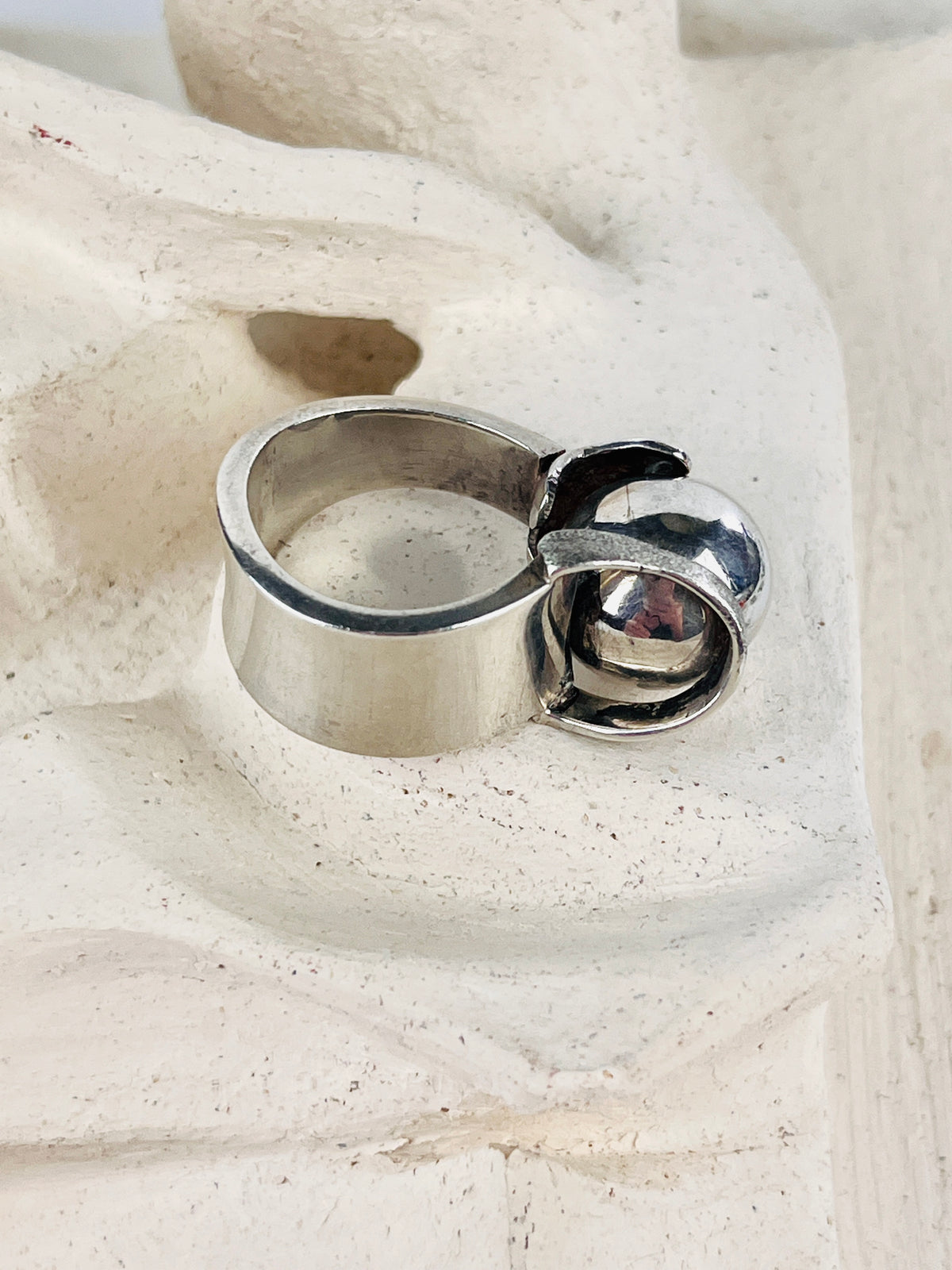 Modernist Sterling Ball Ring