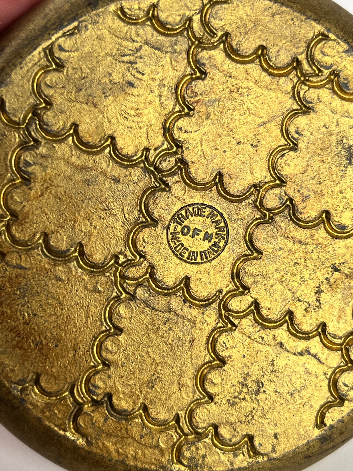 Vintage Italian Florentine Wood Coasters in Box, 7pc