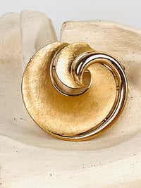 Vintage Crown Trifari Textured Gold Brooch