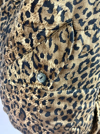 Vintage Quilted Leopard Print Silk Bomber Jacket