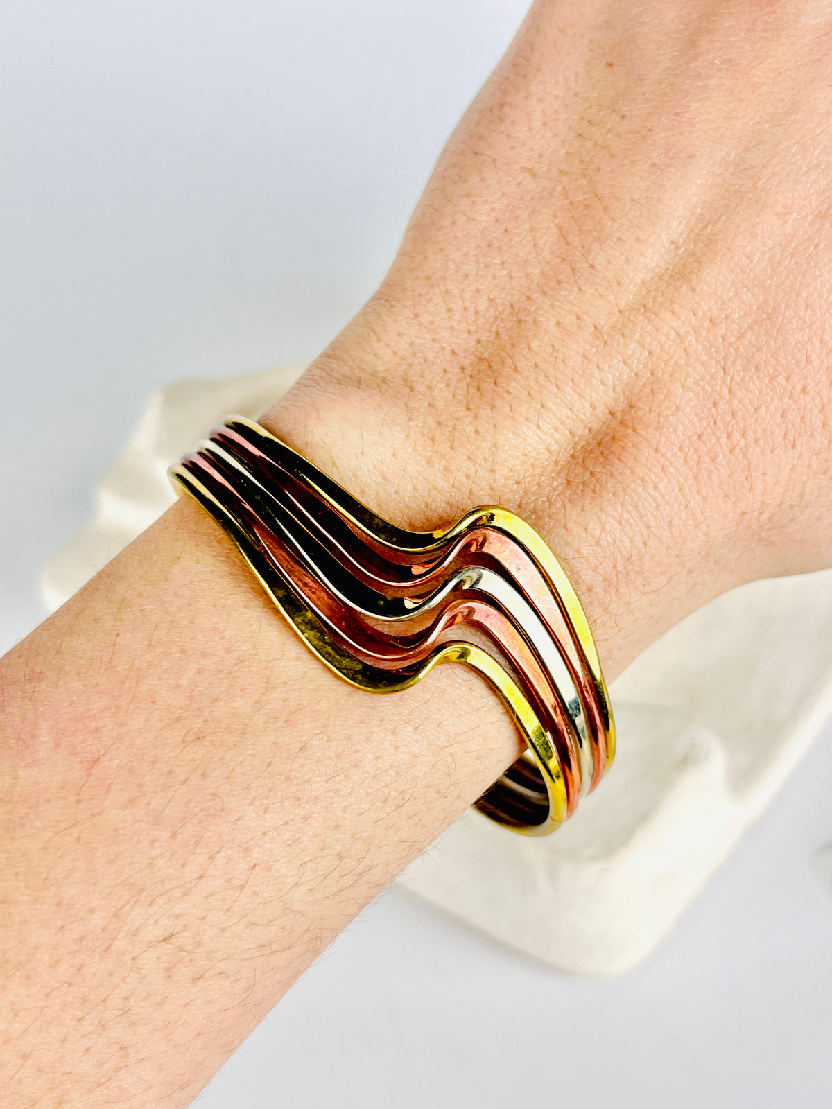 Vintage Modernist Mixed-Metal Taxco Cuff