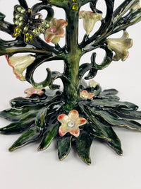 Floral Enameled Metal Menorah