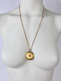 Vintage 1970s Watch Necklace with Rose Design