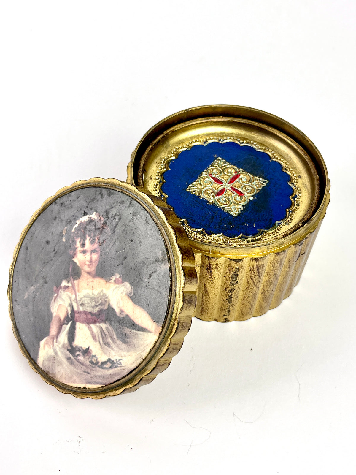 Vintage Italian Florentine Wood Coasters in Box, 7pc