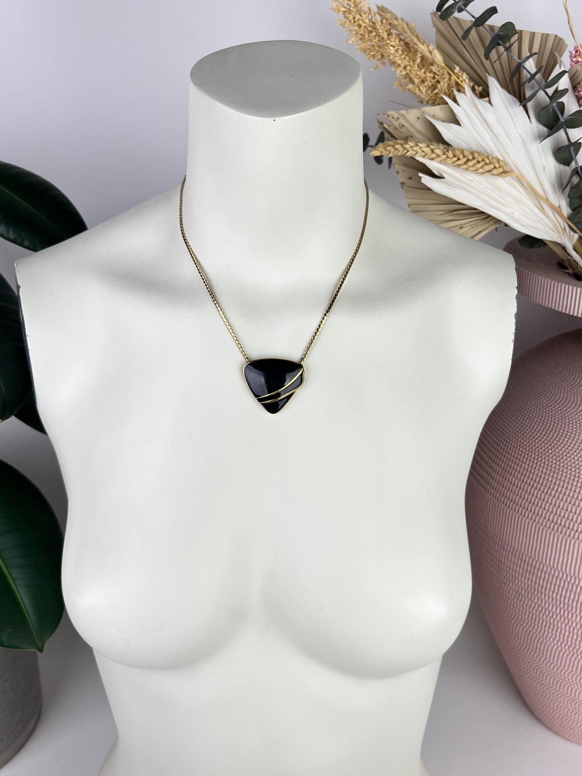 Vintage Black Enamel Trifari Necklace