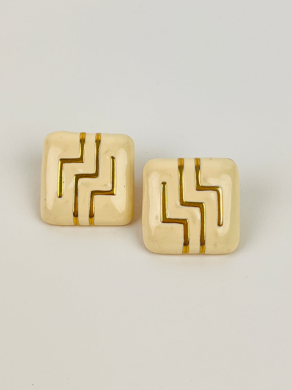 Vintage Enameled Square Earrings