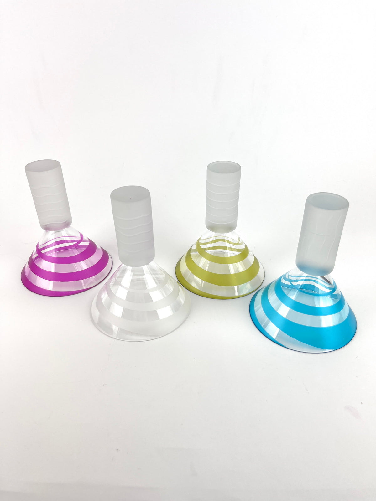 Postmodern Column Base Spiraled Martini Glasses