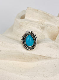 Vintage Mid-Century Navajo Sterling Silver Turquoise Ring