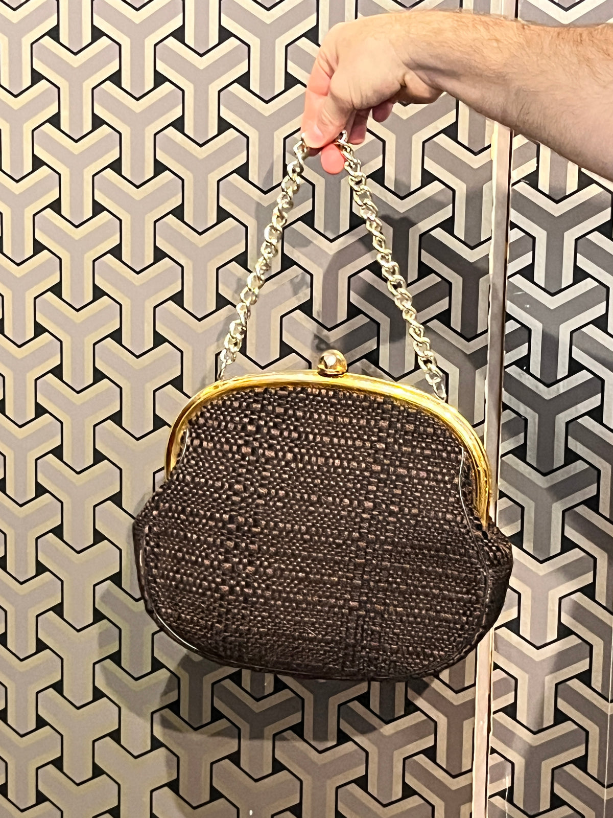 Brown, Black, and Gold Tone Bag