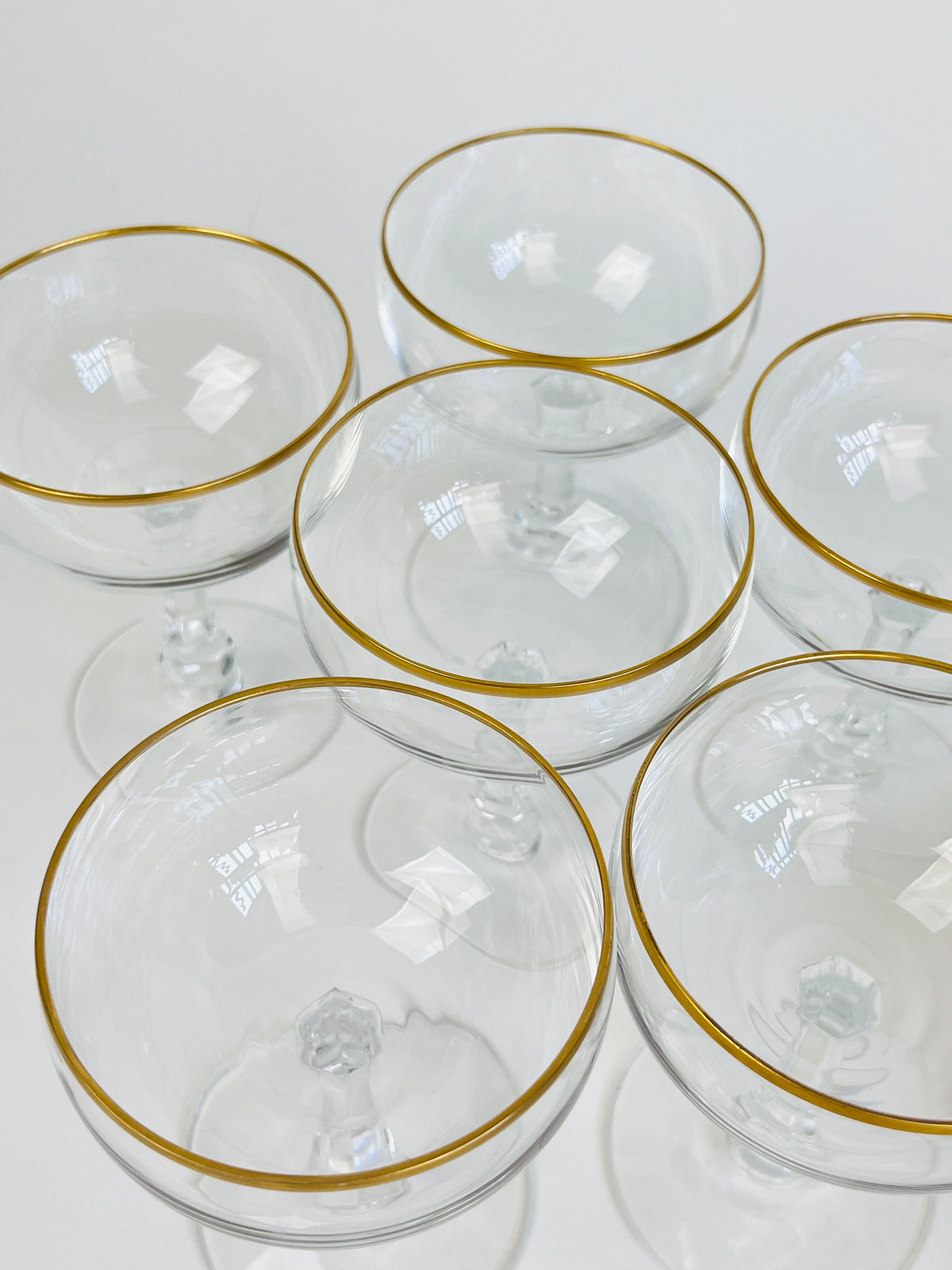 Vintage Gold-Rimmed Coupe Glasses