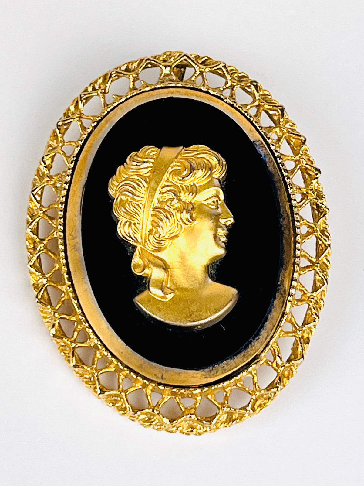 Vintage Glass Cameo Brooch & Pendant