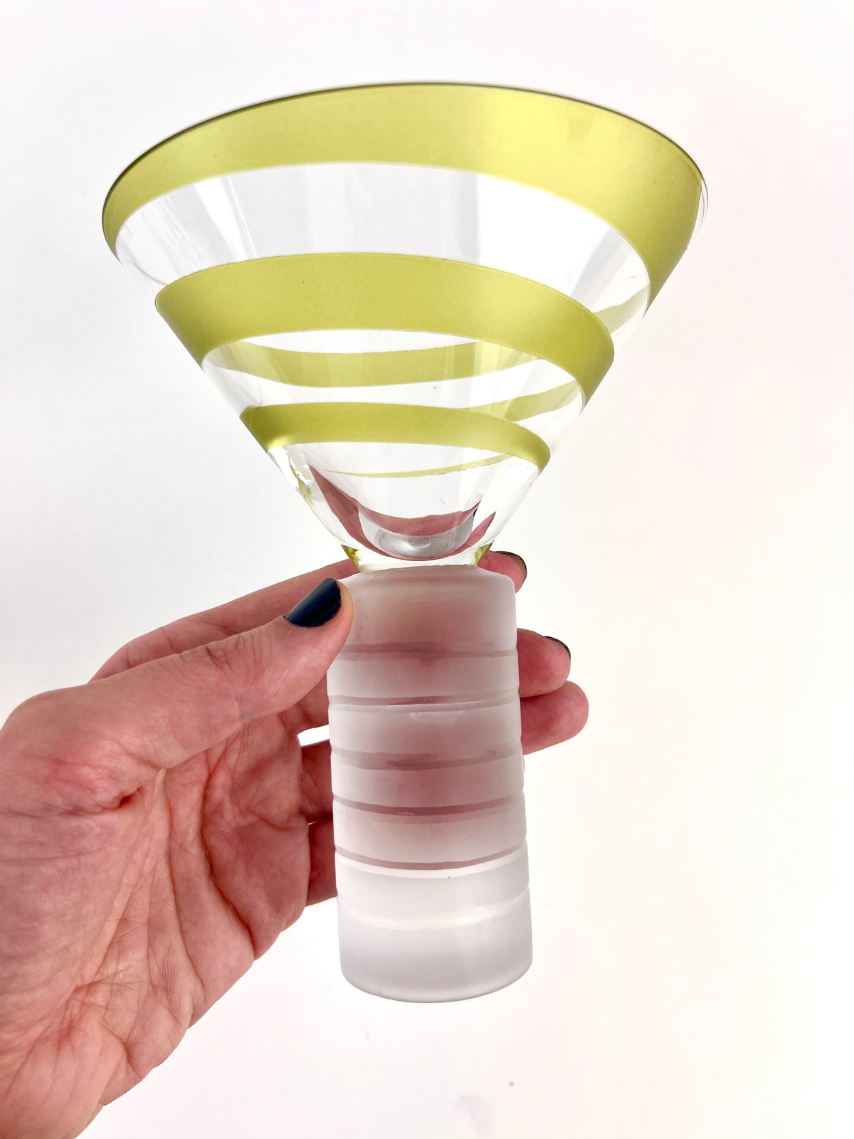 Postmodern Column Base Spiraled Martini Glasses