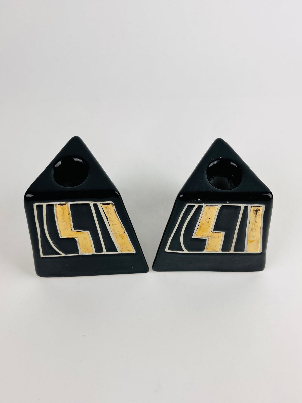 Vintage Modernist Ceramic Candle Holders