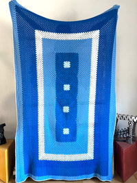 Vintage Monochromatic Blue Crochet Blanket