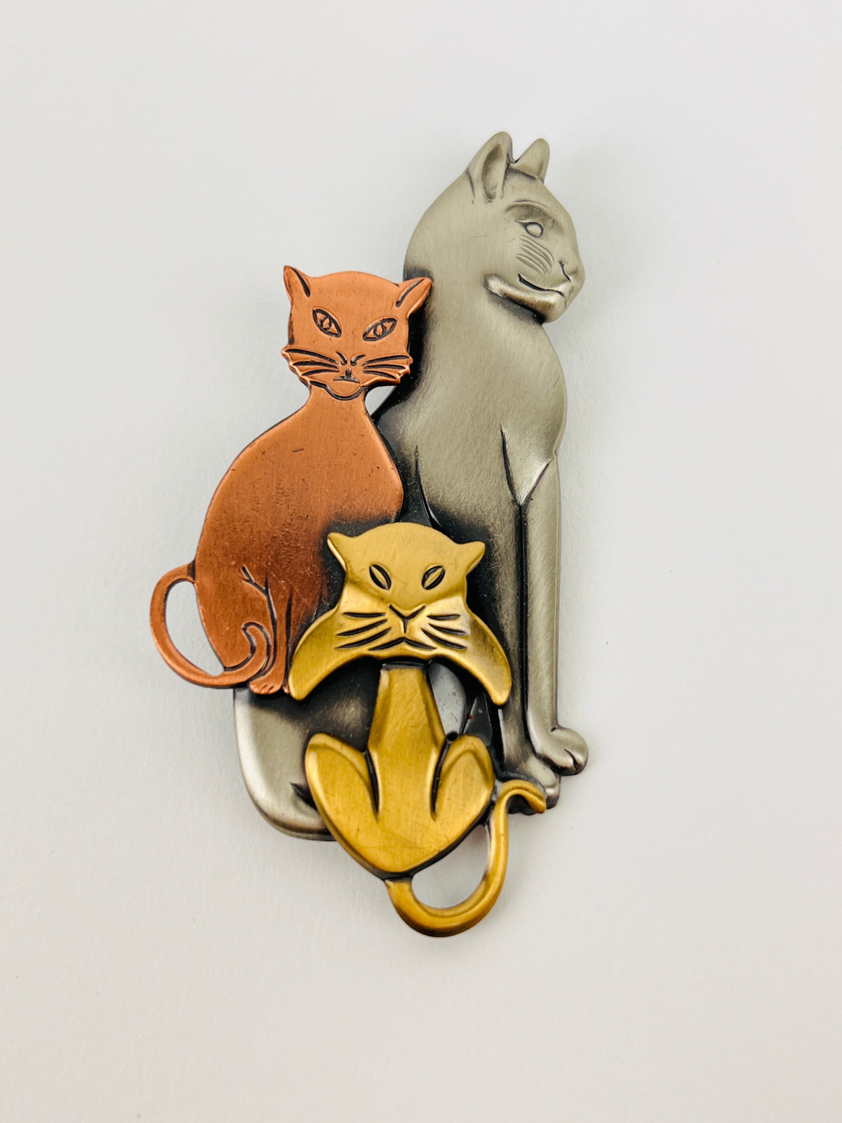 Vintage Mixed Metal Cat Brooch
