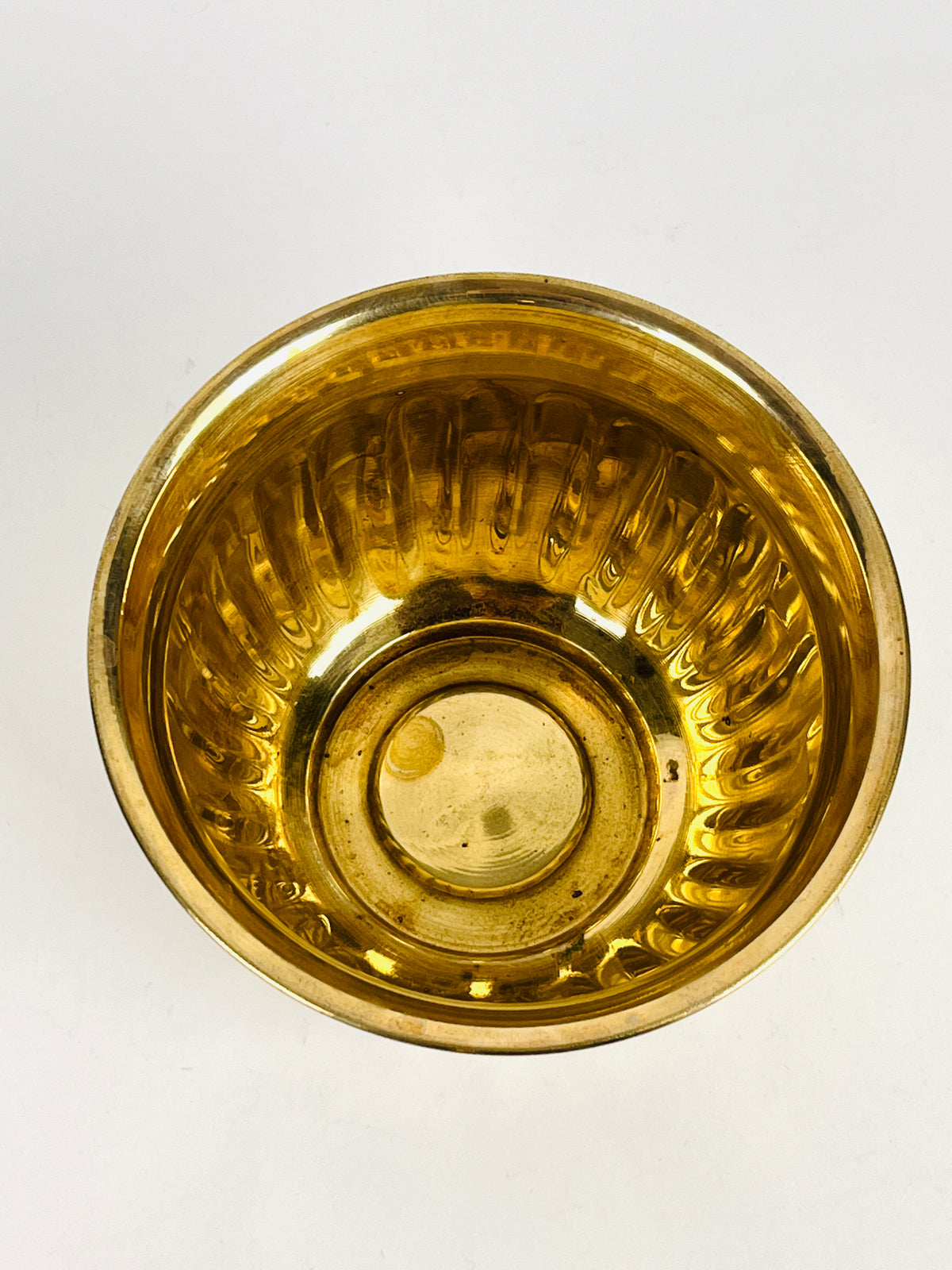 Vintage Ribbed Brass Planter