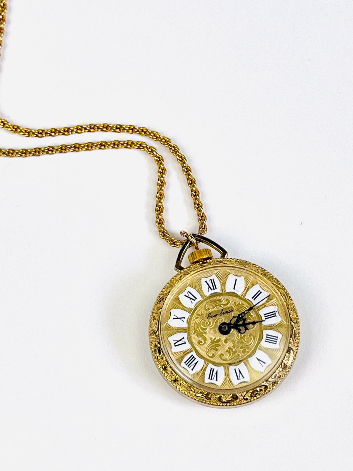 Vintage Watch Necklace with Swiss Movement