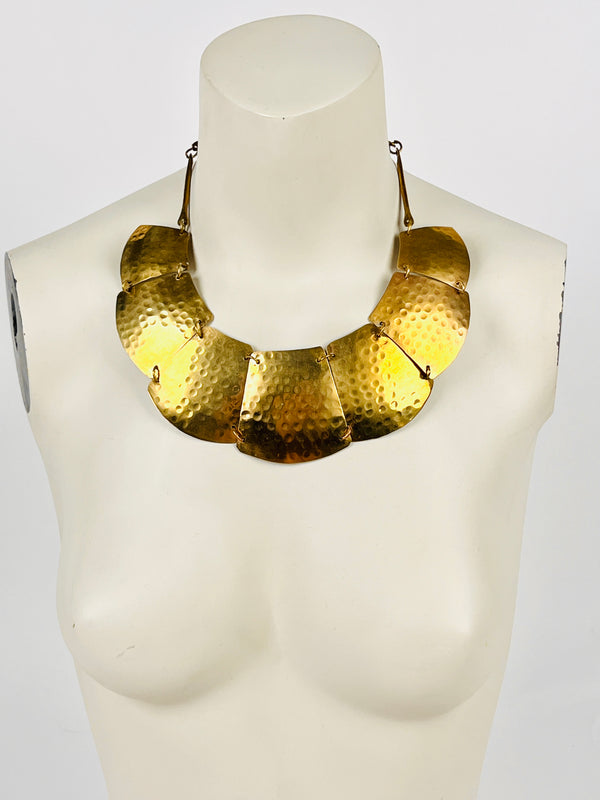 Vintage 1970s Hammered Brass Necklace