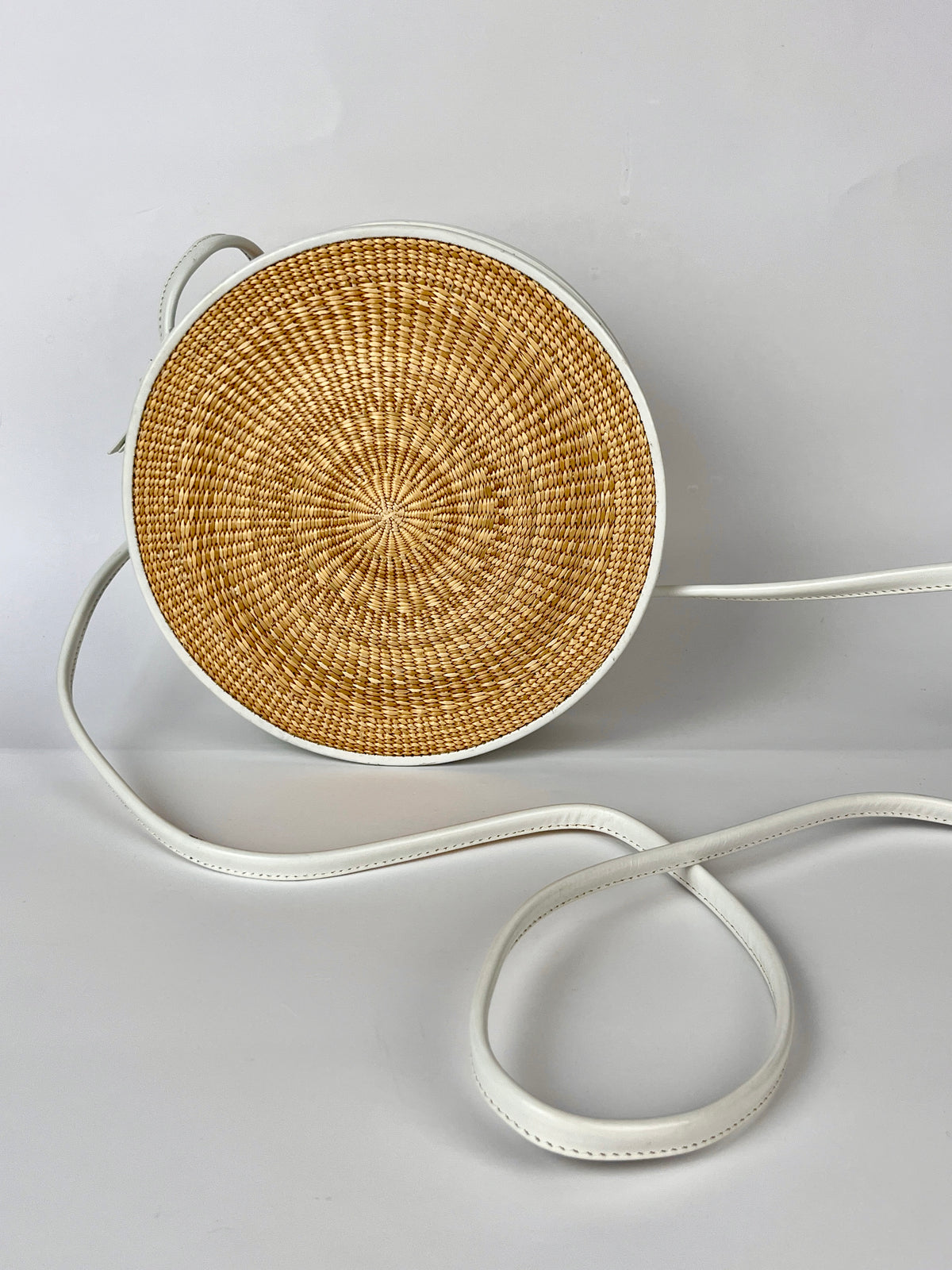 Vintage Woven Raffia Crossbody Bag