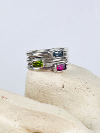 Modernist Sterling Gemstone Ring