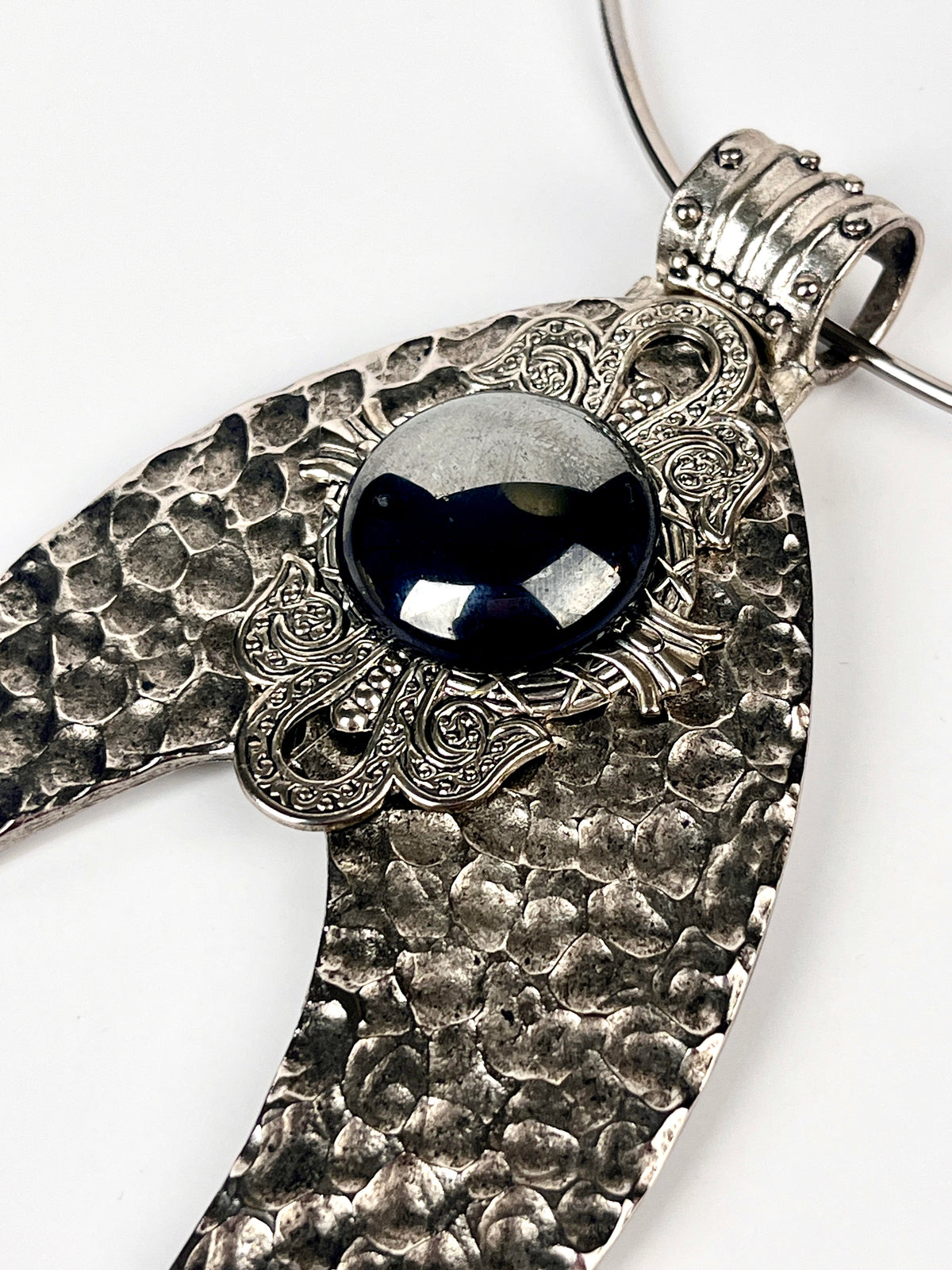 Vintage Silver Tone Hematite Necklace